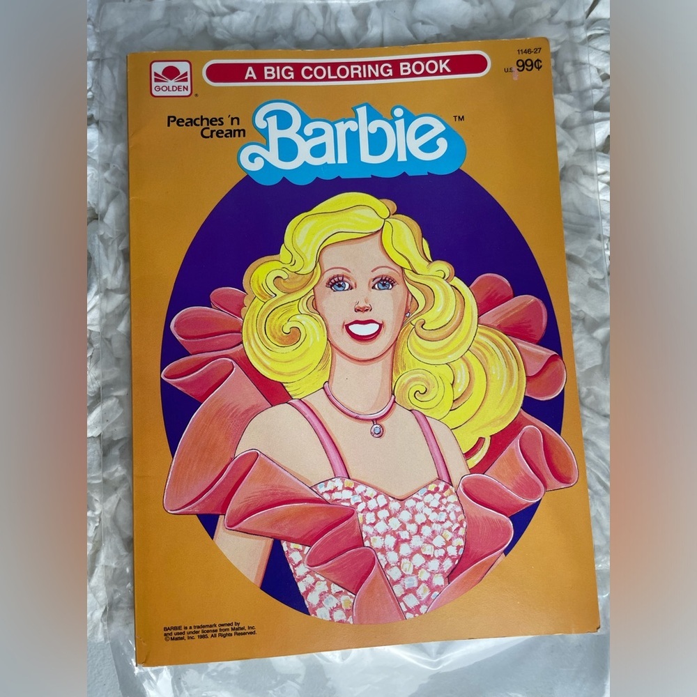 Rare UNUSED 1985 Barbie Peaches N Cream BIG COLORING BOOK Vtg Golden 1146-27 NEW